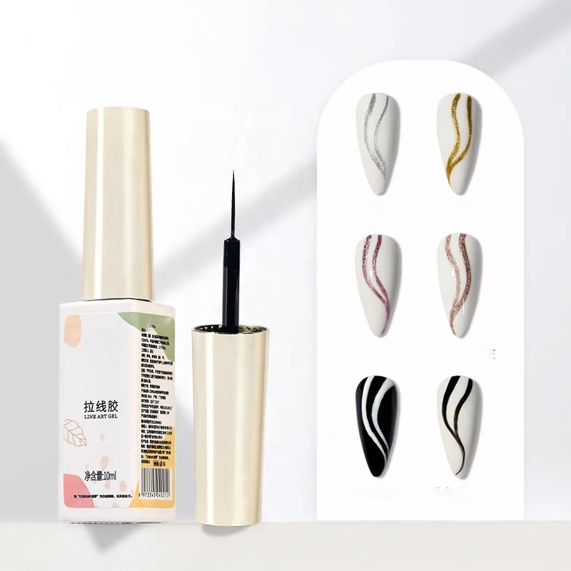 10ml/B Easy French Liner UV Gel Painting Polish Stripe Drawing White Silver Graffiti Thin-Line Brush Nail Art Polish Gel