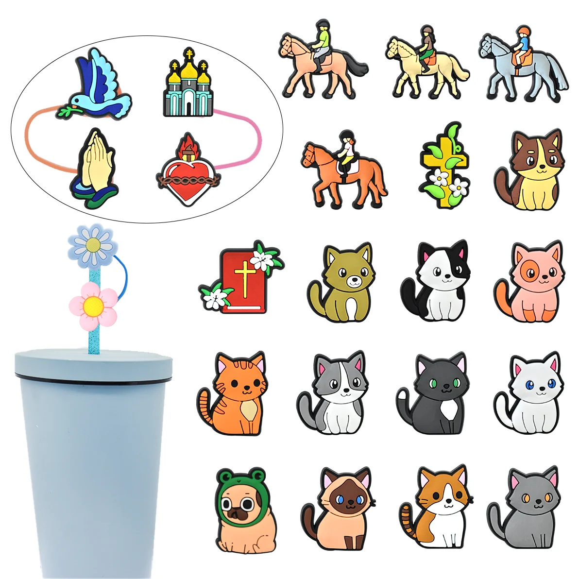 Wholesale Products In Bulk Custom Straw Topper Charms Drink Cover Straw Topper Tumbler Accessories Cup Cover For Drinks