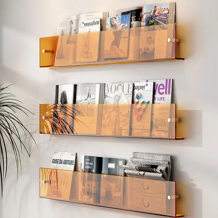 Modern Poster Newspaper Shelf Brochure Holder Racks Acrylic Wall Magazine Display Stand