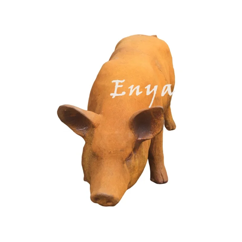 Rustic Outdoor Lawn Garten Ornaments Large Life Size Garden Decorative Cast Iron Lifesize Animal Pig Statues Sculpture