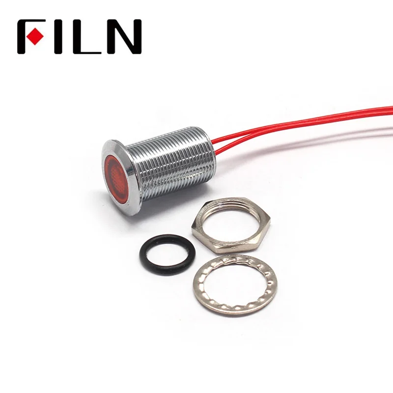FILN diameter 12mm Signal Pilot Lamp waterproof  3V 6V 12V 24V  110V 220V LED Indicator Light with wire CE CCC