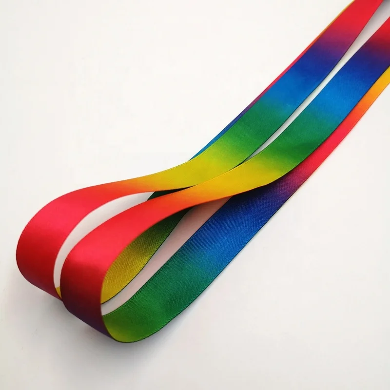 Factory Custom Bulk excellent quality decoration rainbow ribbon silk shoelaces