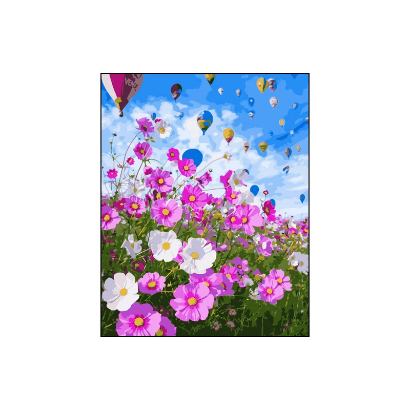 Hand-painted flowers by digital paint DIY personalized digital oil painting hand-filled acrylic digital painting