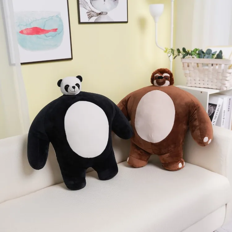 2024 Funny Soft Small Head Big Body Stuffed Animals Plush Fox Unicorn Sloth Panda Bear Tiger Lion Elephant Pillow ToysPlush Toy
