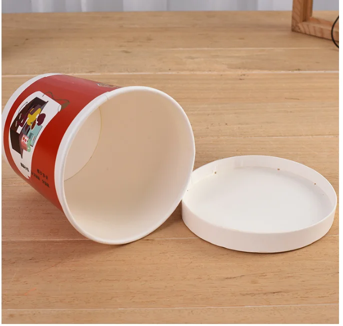 
color printing package take away porridge bucket thickened fast food soup cup disposable printed cartoon kraft paper 