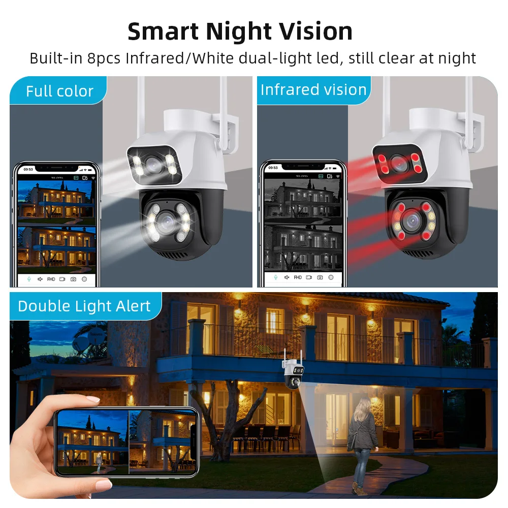 Noston умная Wi-Fi 6MP камера безопасности с двумя объективами PTZ-Cam ночного видения двухстороннее аудио домофон автоматическое отслеживание наружный монитор CCTV