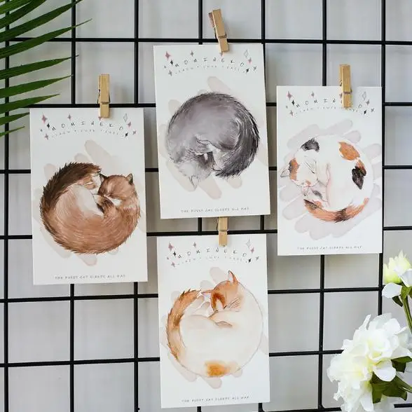 the cat sleep all day theme creative box postcard set