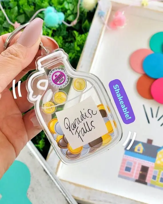 Hot sale Acrylic Shaker Charm Promotional Gift Customized Plastic Personalized Custom Creative Acrylic Shaker Keychain