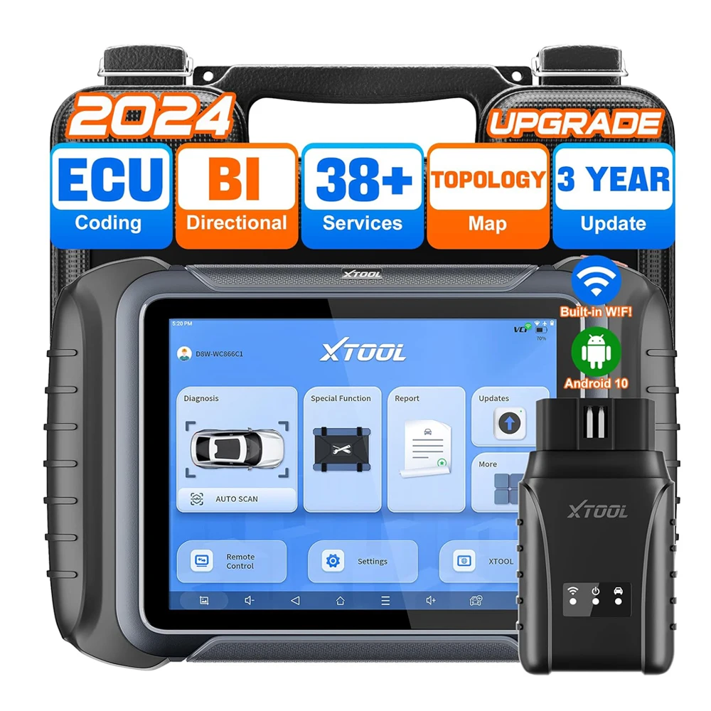 XTOOL D8W Full Diagnostic Scanner for Car Bidirectional Wireless Scan Tool ECU Coding 38+ Resets Key Programming OBD2 Scanner