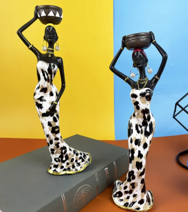 Amazon Hot Modern Art Polyresin African Women Figurines Set Desktop Decoration Resin Ornaments