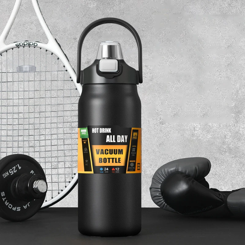 800ml 1000ml 1200ml 1500ml American Style Stainless Steel Vacuum Flasks Gym Sports Thermos Water Bottle With 2 In 1 Drinking Lid