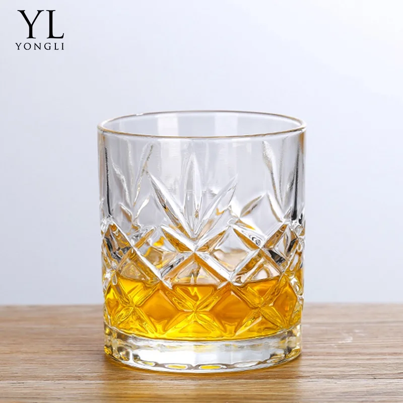 Lead free high quality clear drinking glass whisky cups, custom water glass cups