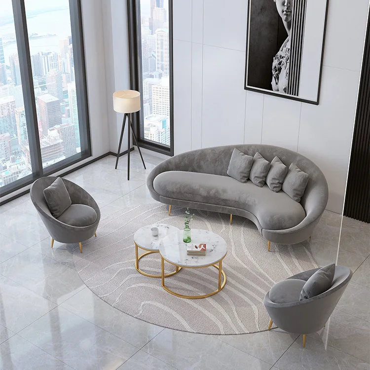 Nordic modern sofa set light luxury furniture combination company living room double sofa cloud fabric sofa chair