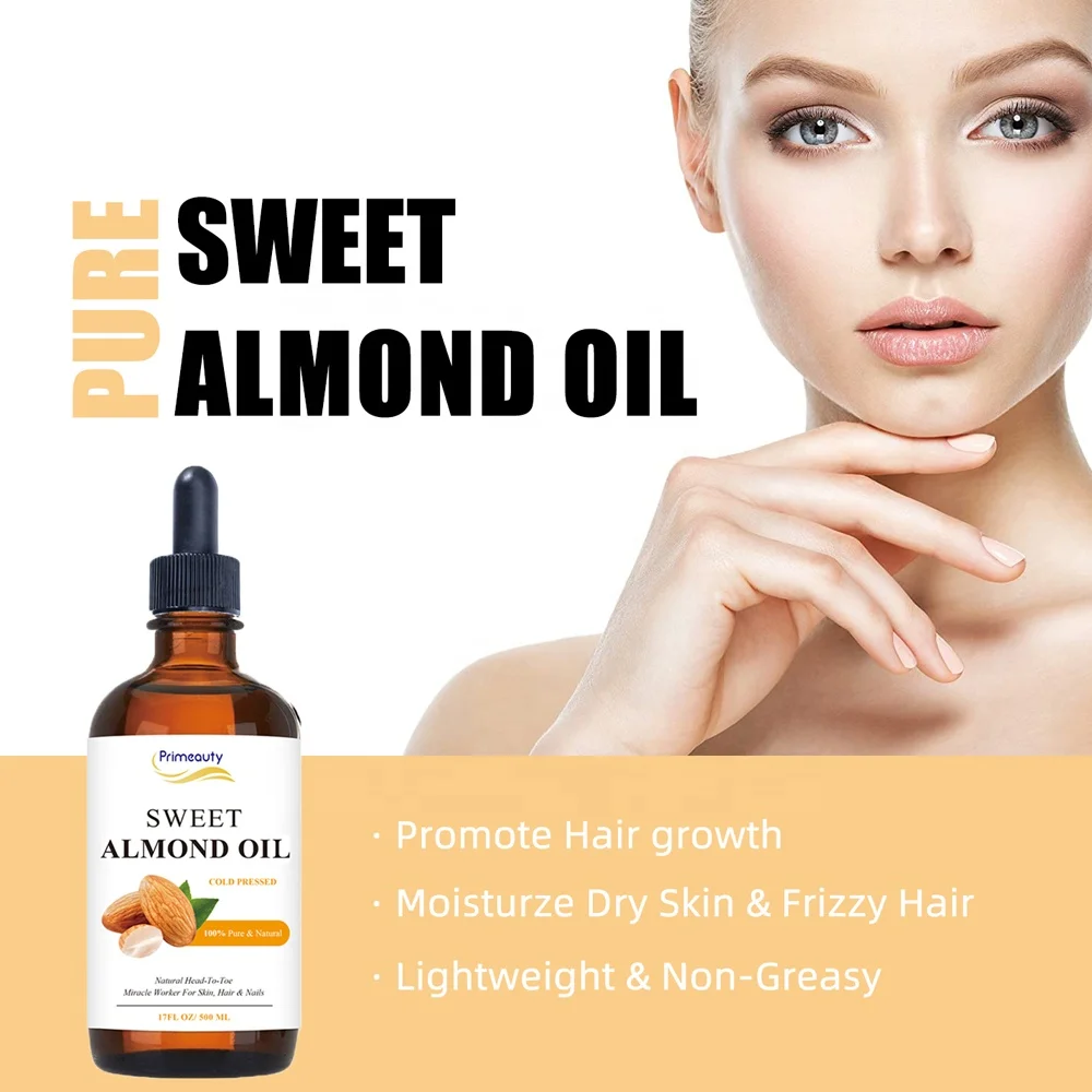 Wholesale Top Quality  500ml 100% Pure Cold Pressed Skin Moisturizer Therapeutic Body Massage Carrier Oil Sweet Almond Oil