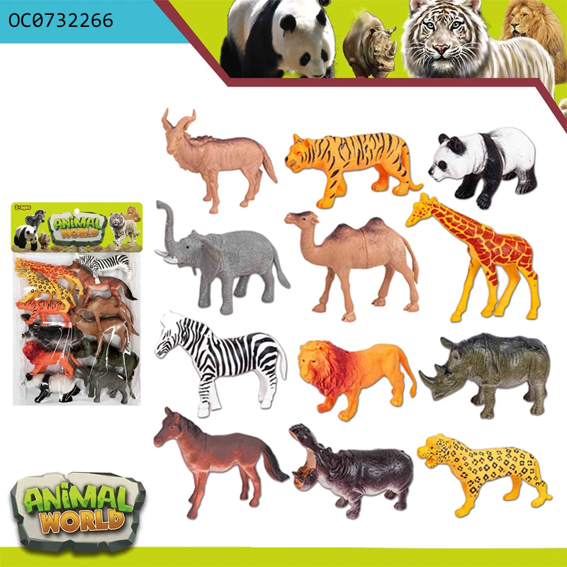 Kids early education wild animal toy set 12PCS realistic mini toys wild animal kingdom model set