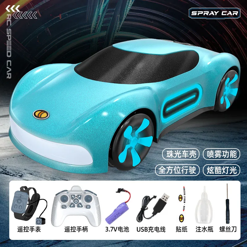 7022 RC Stunt Car 2*Batteries Cool Body Lighting Spray Concept Stunt Sports Car One Click Automatic Lateral Drive 1D 3D Optional