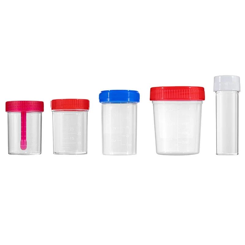Одноразовый пластиковый контейнер для мочи 100 мл с винтовой крышкой-L