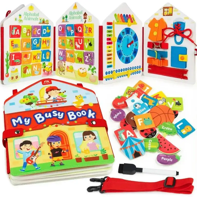 KYK Activity Sensory Boards Fine Motor Skill Quiet Book Toddler Soft Felt Cloth Montessori Busy Book for 3 4 5 Year Old
