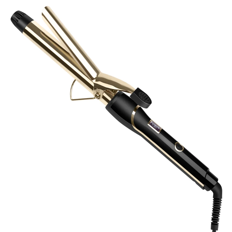Long Barrel Black and Gold Hair Curling Tongs 19 25 32 38mm