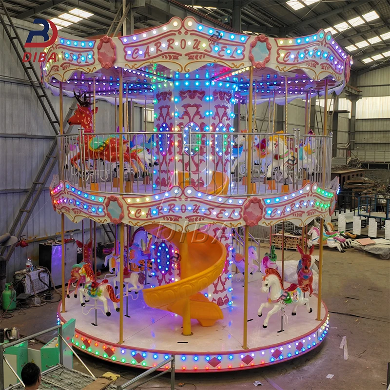 Amusement Rides Double Decker Carousel Horse For Sale