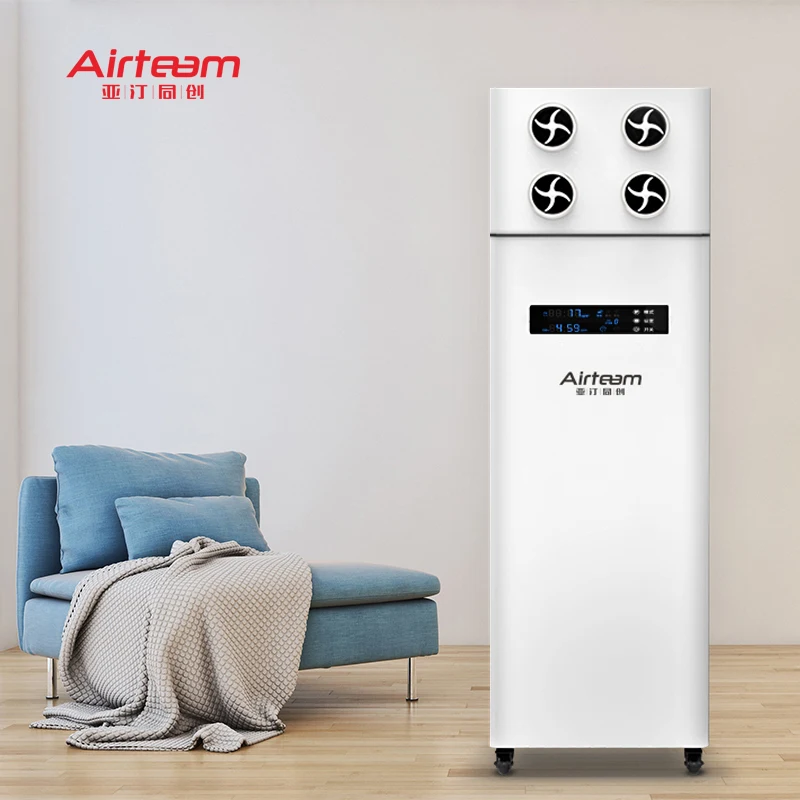 Slight positive indoor pressure auto air detect and auto-defrost home office use vertical type energy recovery ventilation