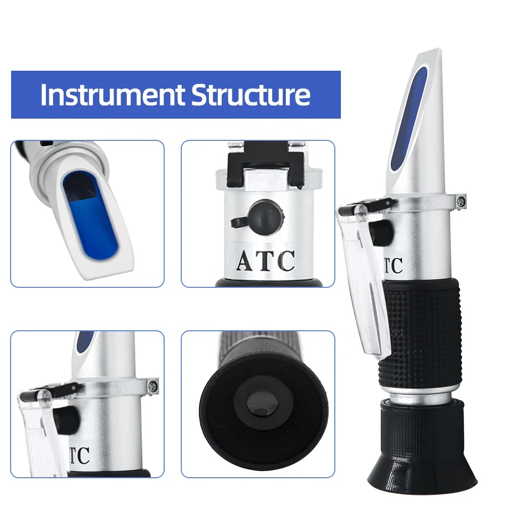Hand Held 0-40% Brix 0-25% Alcohol Refractometer Tester for Alcohol Brix Wort Beer Wine Fruit Grape Sugar Saccharimeter