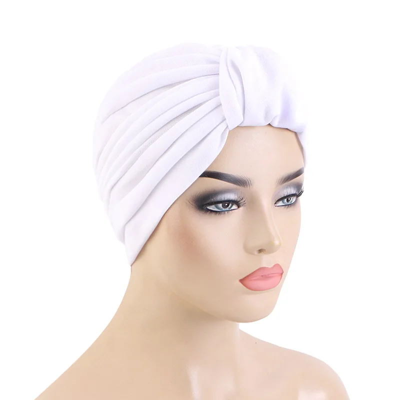 Custom logo Turban Cap Head Wraps Solid Color Turban Headband for Women Girls
