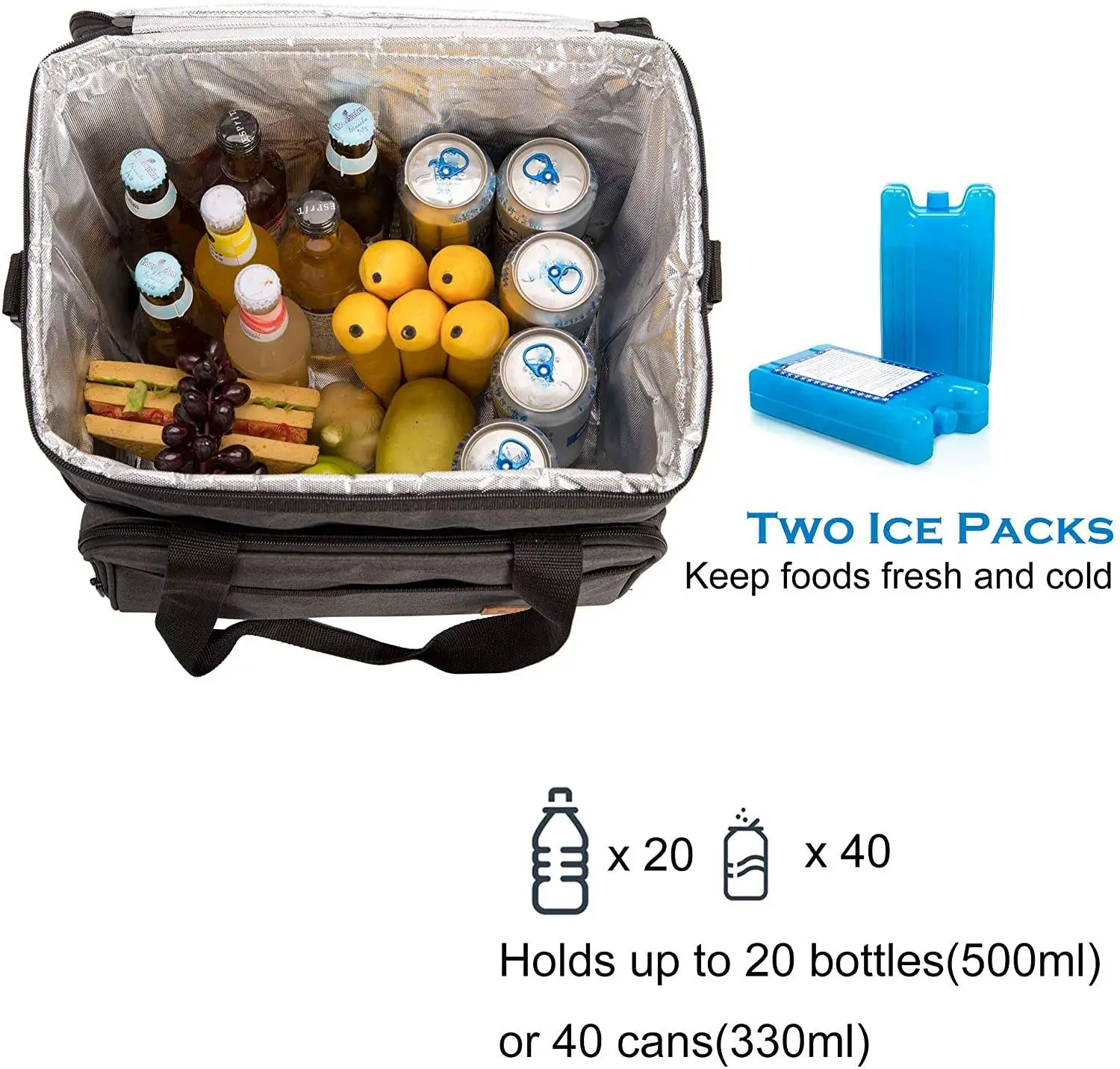 Custom Foldable Soft Cooler Bags 600D Oxford Thermal Insulation Picnic Bags Refrigerate Ice Pack For Outdoor Tote Lunch Bags