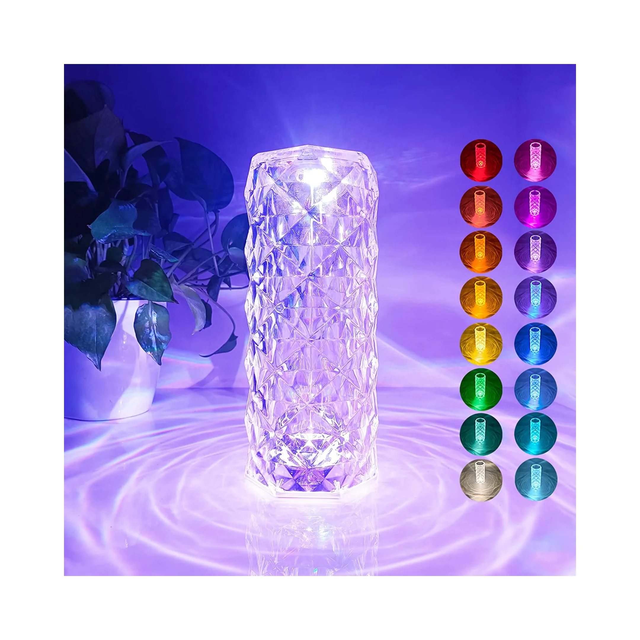 Wholesale USB Rechargeable Touch Control Crystal LED Lamp Shiny Rose Shadow Effect Home Bedroom Living Room Luxury Table Lamp