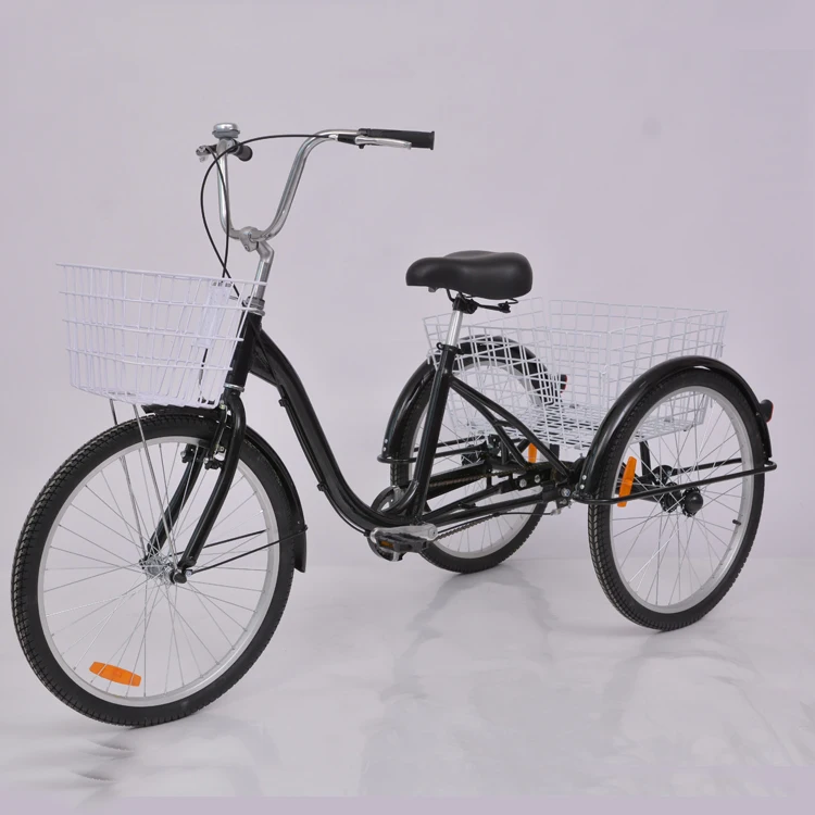 Factory 24 inch Aluminum Alloy Frame Single speed 7 Speed Adult 3 Wheels Tricycle Trick