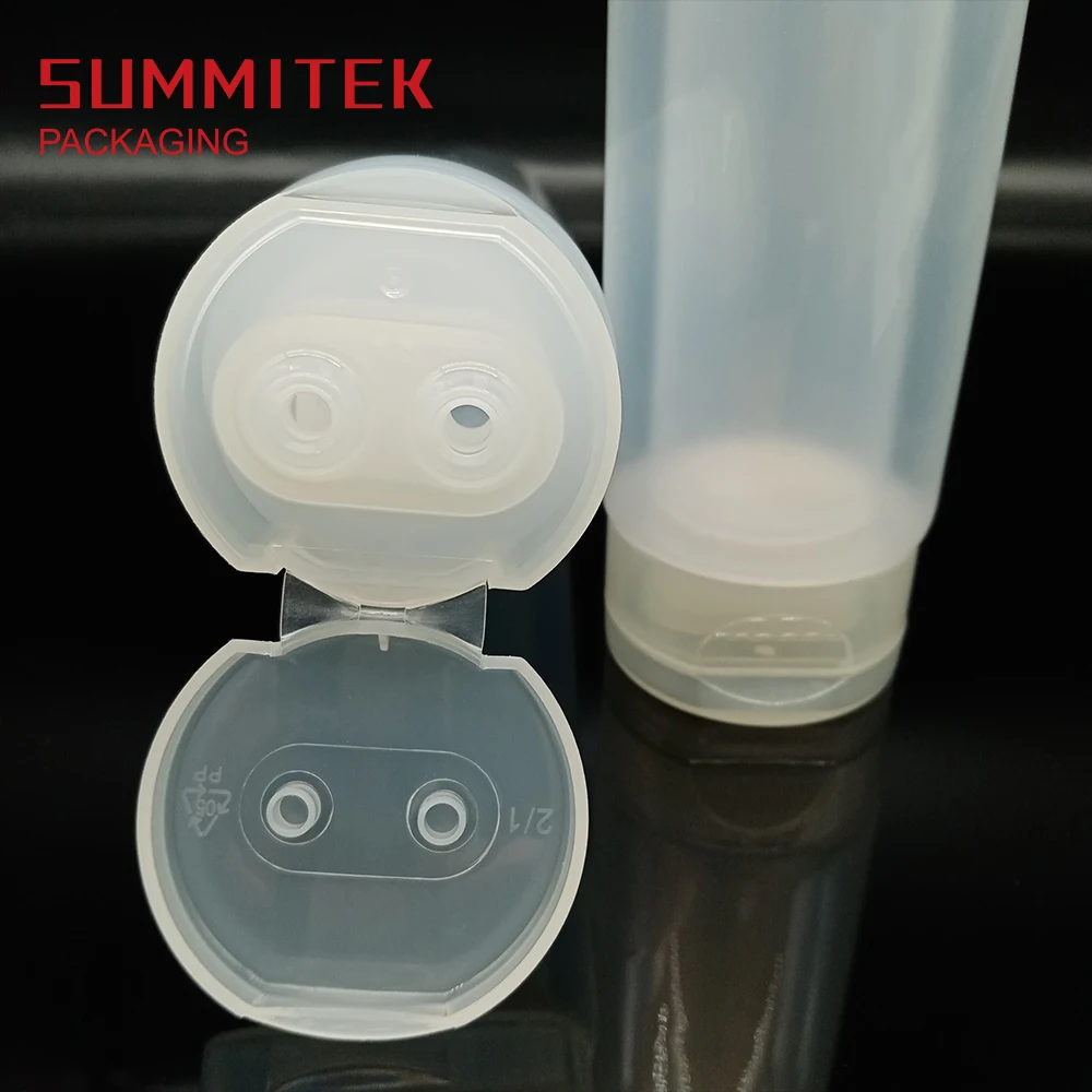 100ml+100ml Two Creams Cosmetic Plastic Dual Chamber Double Tube Packaging 2 in1 Dual Chamber Tube