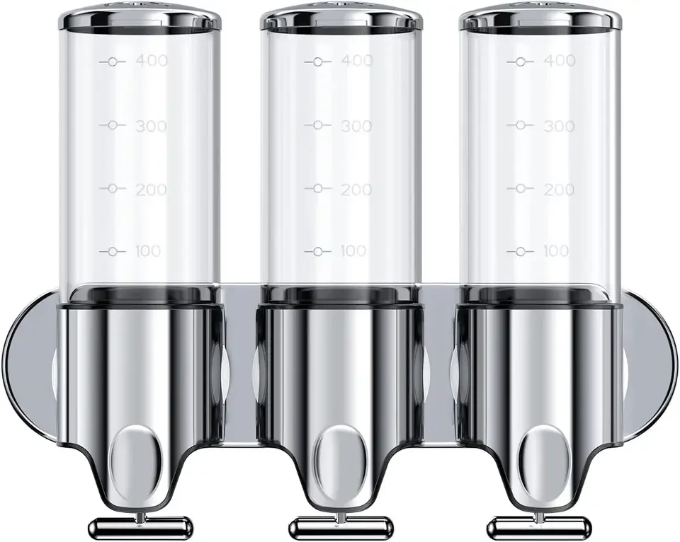 Dispenser 3 in 1 Chamber Clear Wall Mounted Bathroom Shower Pump Dispenser