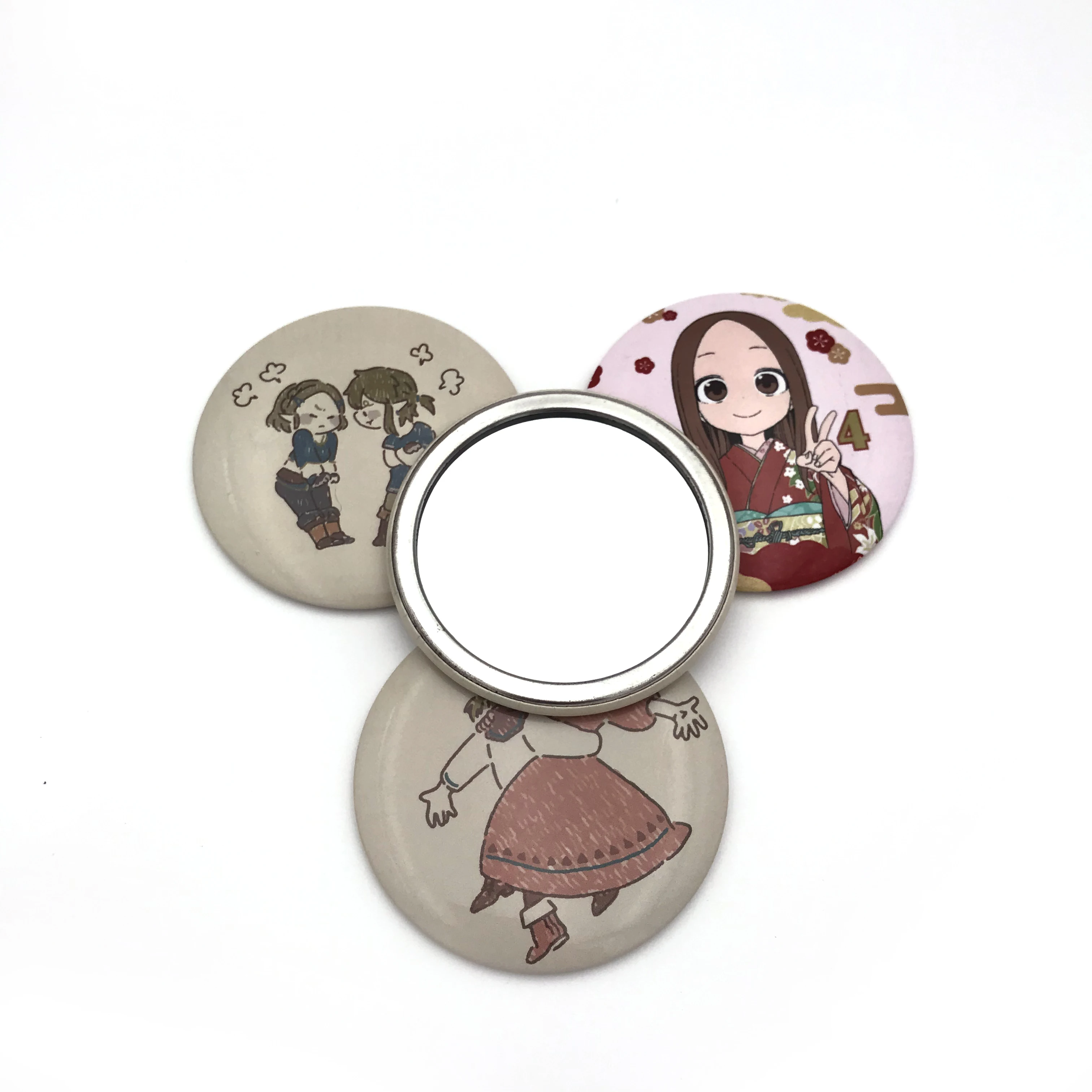 Round Tinplate Compact Mirror with Custom Print Metal Pocket Mirror for Makeup Portable and Perfect for On-the-Go