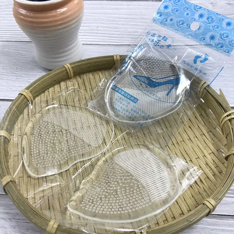 Comfortable PU and gel insoles, adjustable design and breathable non slip transparent invisible front foot pads