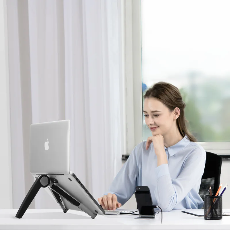 2024 New Product UP-1S Adjustable Aluminum Metal Angle Folding Notebook Bracket Tablet Smartphone Stand Travel Use