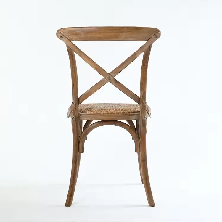 Modern Style Commercial Furniture Rattan Seat Cross Back Wood Party Chairs for Events Weddings Hotels