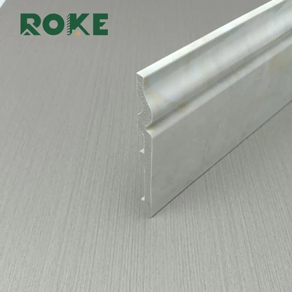 ROKE Modern Ps Skirting Board Pvc Kitchen White Color Wall Decorative Baseboards Polystyrene Skirting