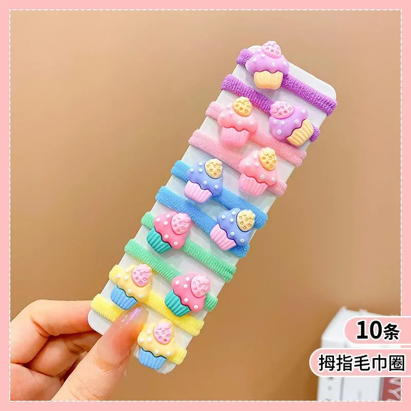 Wholesale Candy Color Elastic Rubber Band Animal Bow Flower Fruit Ice Cream Hair Ties For kids