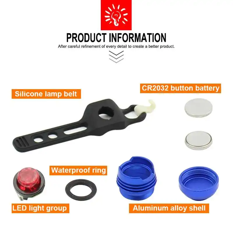 AT MTB Waterproof LED Bike Cycling Rear Tail Light 3 modes Bicycle Lamp Night Warning Flashlight Rear Bike Light