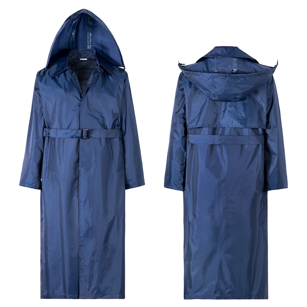 Dark Blue Waterproof Rain Jacket with PU or PVC Coating Selection Trench Design and Polyester Lining for Tactical Training