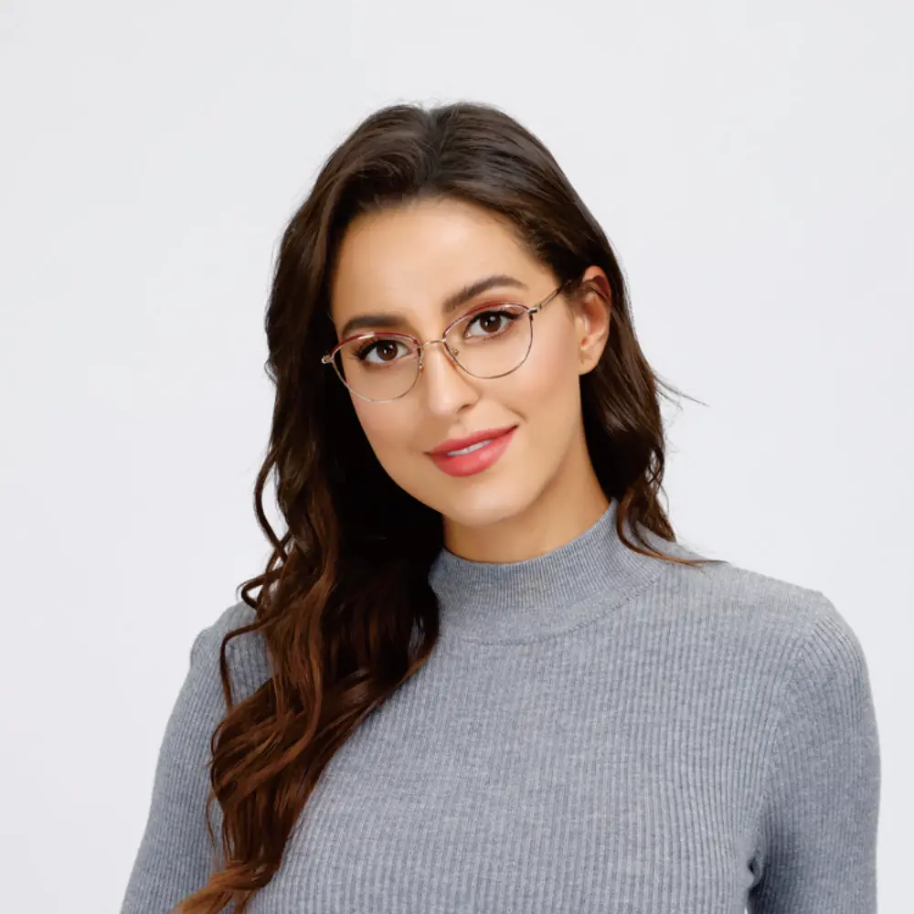 
 Оптовая продажа из Китая, брендовые дизайнерские оправы для очков в металлической оправе кошачий глаз  