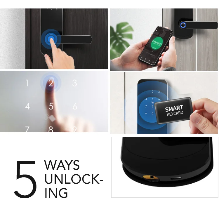 Alarm Biometric Key Card Password Electric Mortise Combination Safety Cerraduras Para Puertas Door Handle Lock Smart Locks