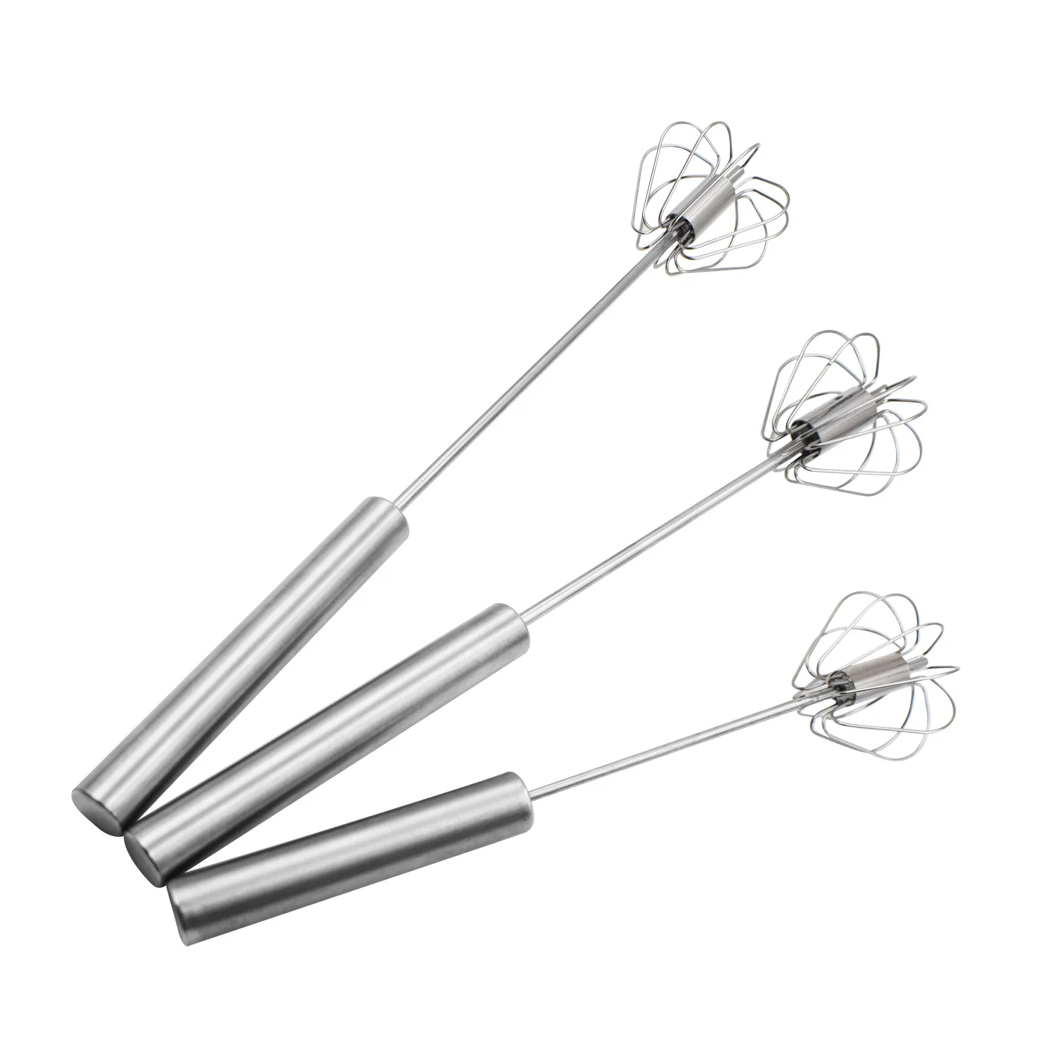 Kitchen Household Tools Stainless Steel Semi-automatic Manual Press 12-inch Rotary Egg Beater