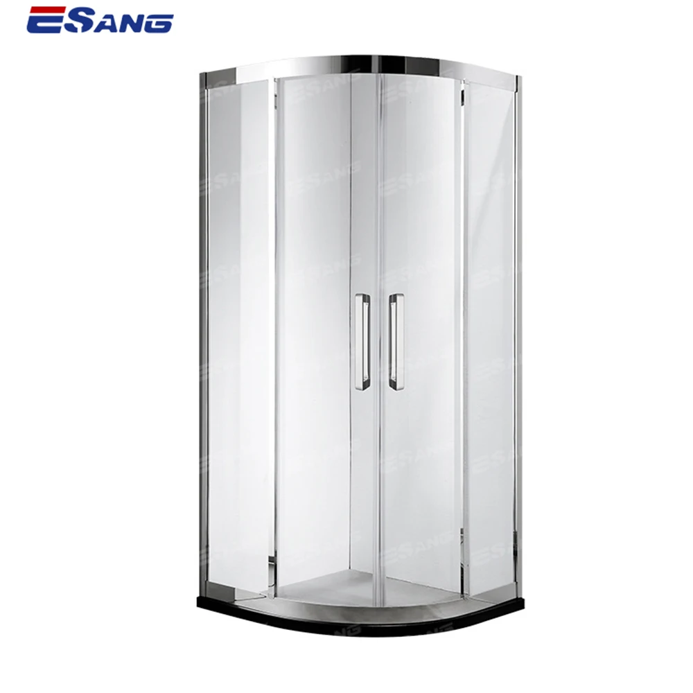 ESANG Modern Luxury Hotel Stainless Steel Round Curved Sector Tempered Glass Prefabricated Arc Shower Room
