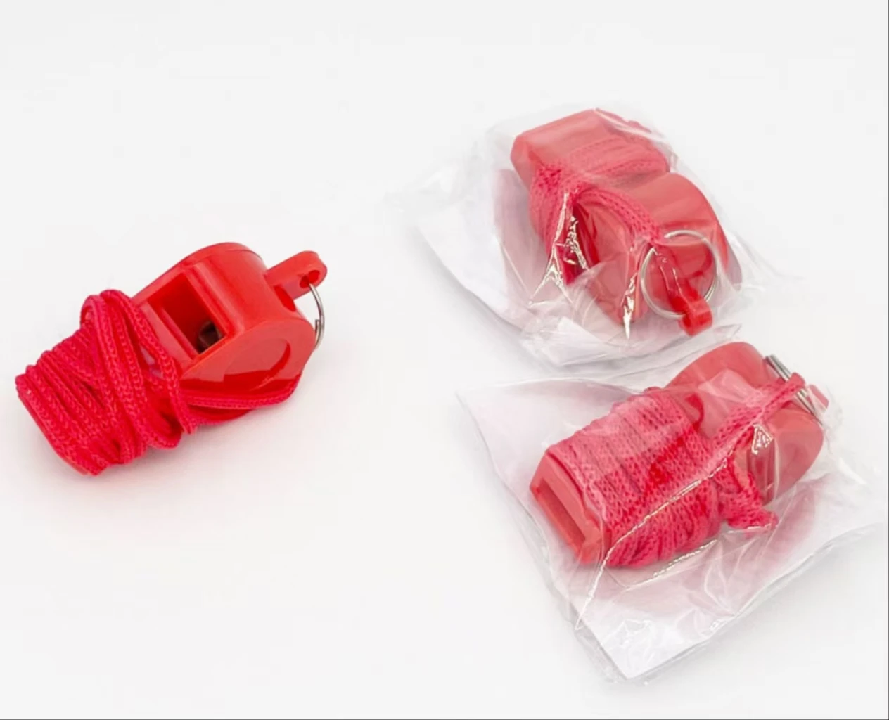 Small Colored Plastic Whistle With Rope Outdoor Children Toy Whistle