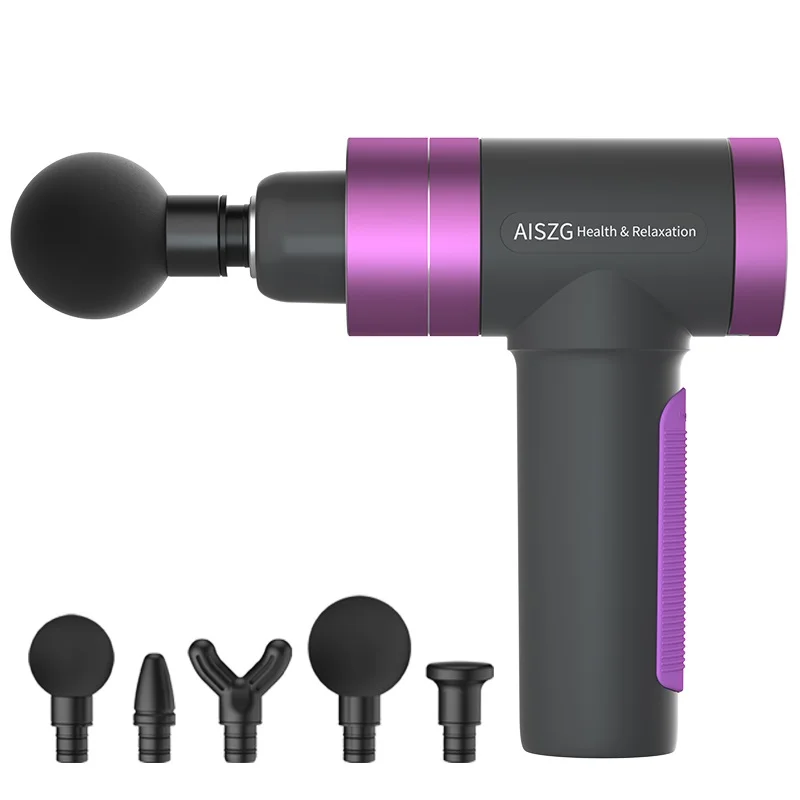 
Mini design portable body muscle relax booster electric vibration massage gun 4 heads 
