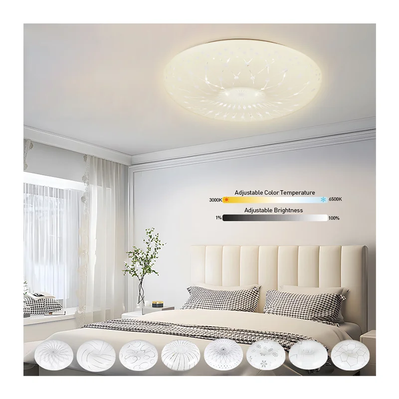 2024 New Round Modern Atmosphere Light Simple 9w 12w Bedroom Living Room Led Ceiling Light