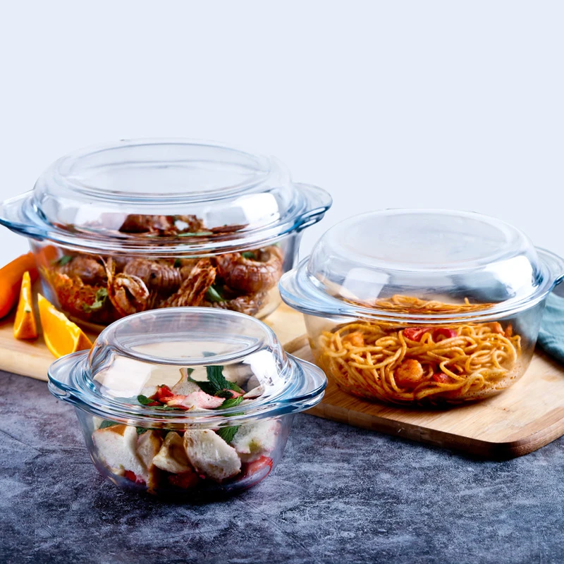 wholesale Borosilicate glass cookware  glass casserole dish with glass lid