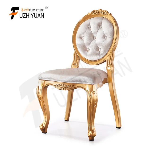 
Commercial Golden Royal Wedding Decorated Chairs Banquet Egg Chair Manufactory Stacking European China for Hotel Restaurant 