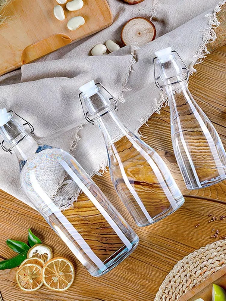 350ml 500ml 1000ml Wholesale Flip Top Transparent Amber Blue Beer Glass Bottle With Swing Caps